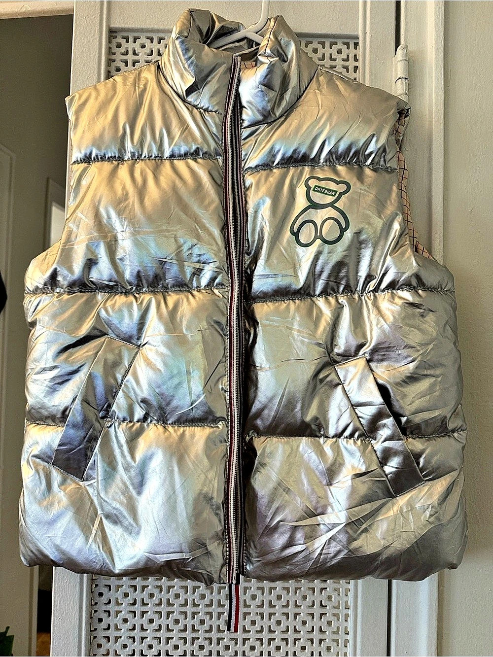 Dr. Bear Silver Puffer Vest Like New